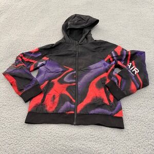 Nike Air Innovation Windbreaker Jacket Black Red Purple Abstract Swirl Womens M